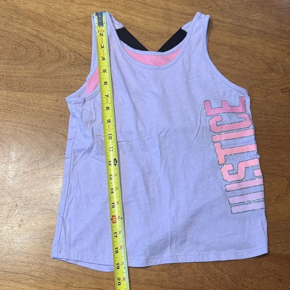 Justice Girls Glitter Graphic Lilac Tank